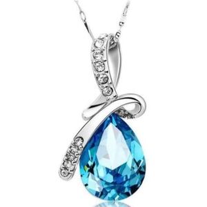 Sterling Silver & Blue Teardrop Pendant Necklace